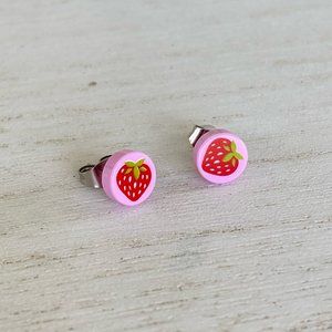 New Set of 3 auth LEGO strawberry, orange, and banana earrings.